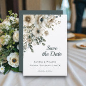 Watercolor Wedding Flowers Save the Date 招待状