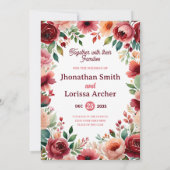 Watercolor Wedding Invitation Burgundy Floral 招待状 (裏面)