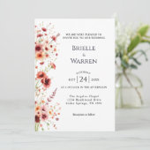 Watercolor Wedding Invitation with Wild Flowers 招待状 (スタンド正面)