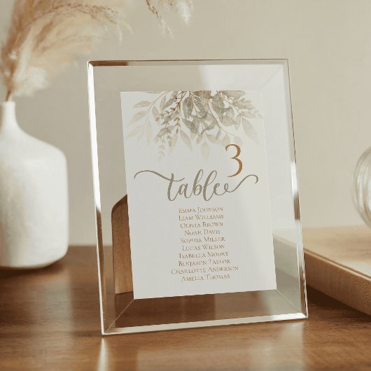 Watercolor Wedding Table Cards Emerald Green テーブルナンバー