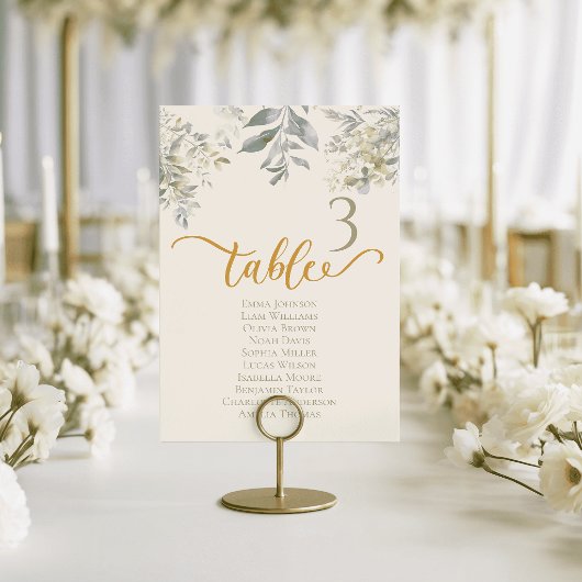 Watercolor Wedding Table Cards Emerald Green テーブルナンバー