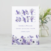 Watercolor Wedding Violet Flowers Save the Date 招待状 (スタンド正面)