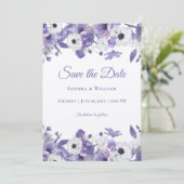 Watercolor Wedding Violet Flowers Save the Date 招待状 (スタンド正面)