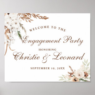 Watercolor Welcome Elegant Boho Engagement Party ポスター