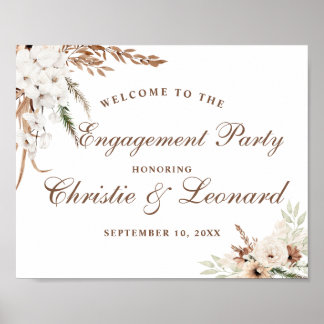 Watercolor Welcome Elegant Boho Engagement Party ポスター