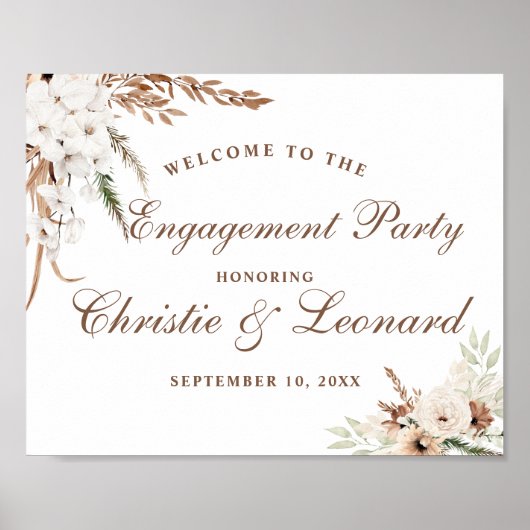 Watercolor Welcome Elegant Boho Engagement Party ポスター (正面)