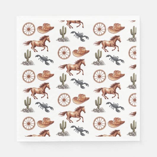 Watercolor Western Kid Art スタンダードランチョンナプキン (正面)