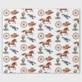 Watercolor Western Kid Art ラッピングペーパー (フラット)