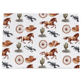 Watercolor Western Kid Art ラージペーパーバッグ (正面)