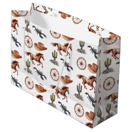 Watercolor Western Kid Art ラージペーパーバッグ