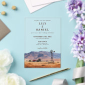 Watercolor Western Mountain Cowboy Ranch Wedding アクリル招待状 (インサイチュ (ウェディング))