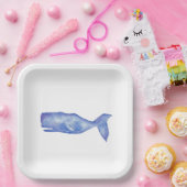 Watercolor whale paper plates ペーパープレート (パーティー)