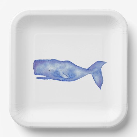 Watercolor whale paper plates ペーパープレート (正面)