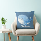 Watercolor Whale Throw Pillow クッション (椅子)