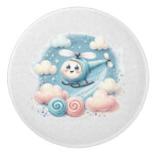 Watercolor Whimsical Airplane セラミックノブ (正面)