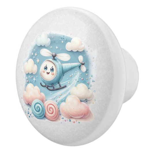 Watercolor Whimsical Airplane セラミックノブ (右)