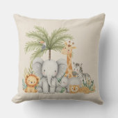 Watercolor Whimsical Animal Safari クッション (正面)