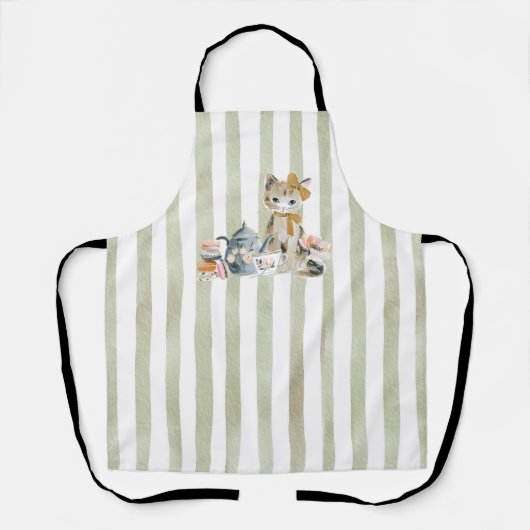 Watercolor Whimsical Cat エプロン (正面)