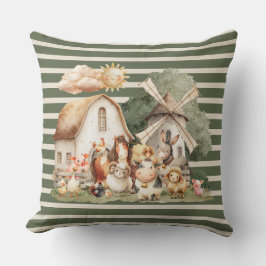 Watercolor Whimsical Farm Animals クッション