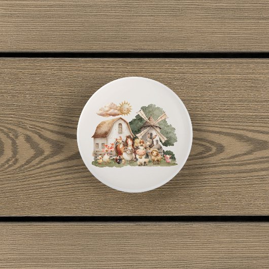 Watercolor Whimsical Farm Animals セラミックノブ