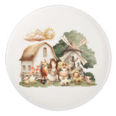 Watercolor Whimsical Farm Animals セラミックノブ (正面)