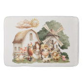 Watercolor Whimsical Farm Animals バスマット (正面)