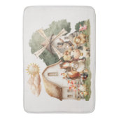 Watercolor Whimsical Farm Animals バスマット (正面縦)