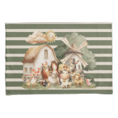 Watercolor Whimsical Farm Animals 枕カバー (正面右)