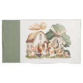 Watercolor Whimsical Farm Animals 枕カバー (正面左)