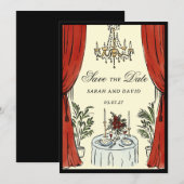 Watercolor Whimsical Glamour Save the Date 招待状 (正面/裏面)