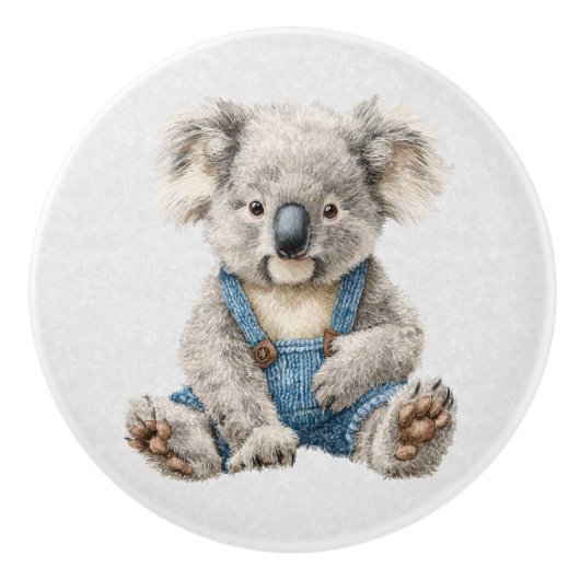 Watercolor Whimsical Personalized Koala Bear セラミックノブ (正面)