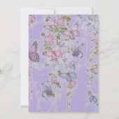 Watercolor Whimsical Purple Butterfly Baby Shower 招待状 (裏面)
