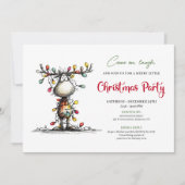 Watercolor whimsical reindeer party invitation 招待状 (正面)
