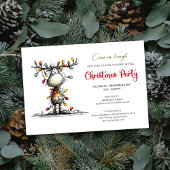 Watercolor whimsical reindeer party invitation 招待状