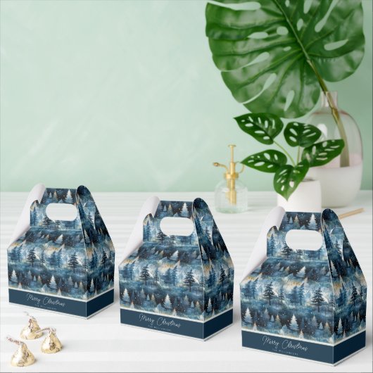 Watercolor Whimsical Winter Wonderland Christmas フェイバーボックス (複数)