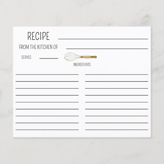 Watercolor Whisk Double-Sided Recipe Card (正面)