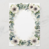 Watercolor White Anemone Eucalyptus Bridal Shower 招待状 (裏面)