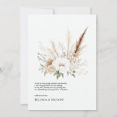 Watercolor White Bohemian Floral Boho Wedding サンキューカード (裏面)
