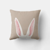 Watercolor White Bunny Ears On Beige Easter クッション (裏面)
