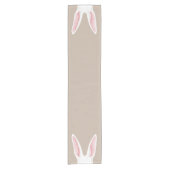 Watercolor White Easter Bunny Ears On Beige Cute ショートテーブルランナー (正面)