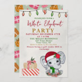 Watercolor White Elephant Gift Exchange Party 招待状 (正面/裏面)