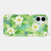 Watercolor White Floral Botanical Phone Case iPhone 16ケース (裏面横)