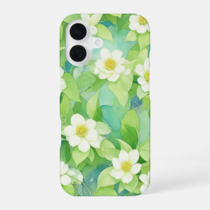 Watercolor White Floral Botanical Phone Case iPhone 16ケース