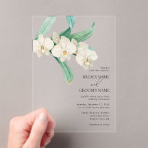Watercolor White Orchids Floral Wedding