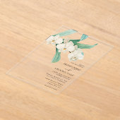 Watercolor White Orchids Floral Wedding アクリル招待状 (レイダウン)