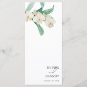 Watercolor White Orchids Floral Wedding メニュー (裏面)