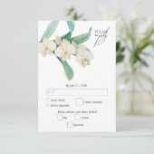 Watercolor White Orchids Floral Wedding 出欠カード (スタンド正面)