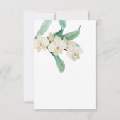 Watercolor White Orchids Floral Wedding 出欠カード (裏面)