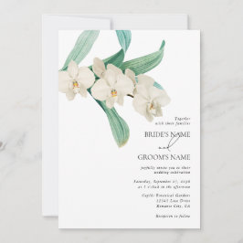 Watercolor White Orchids Floral Wedding 招待状