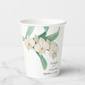 Watercolor White Orchids Floral Wedding Gift 紙コップ (裏面)